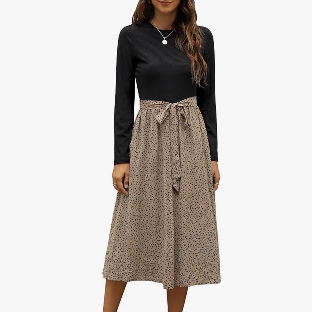 Black and Tan Leopard Print Dress